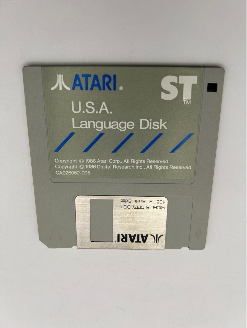 Atari ST Language Disk U.S.A. Vintage Computer Floppy 3.5 In Gray 1986